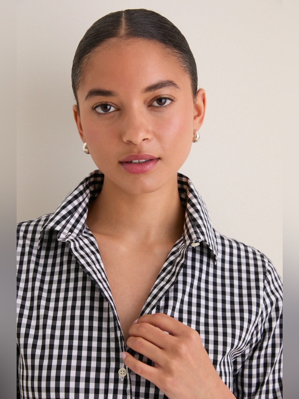 The Shirt by Rochelle Behrens Black and White Gingham Long Sleeve Icon Shirt - Picture 3 of 10